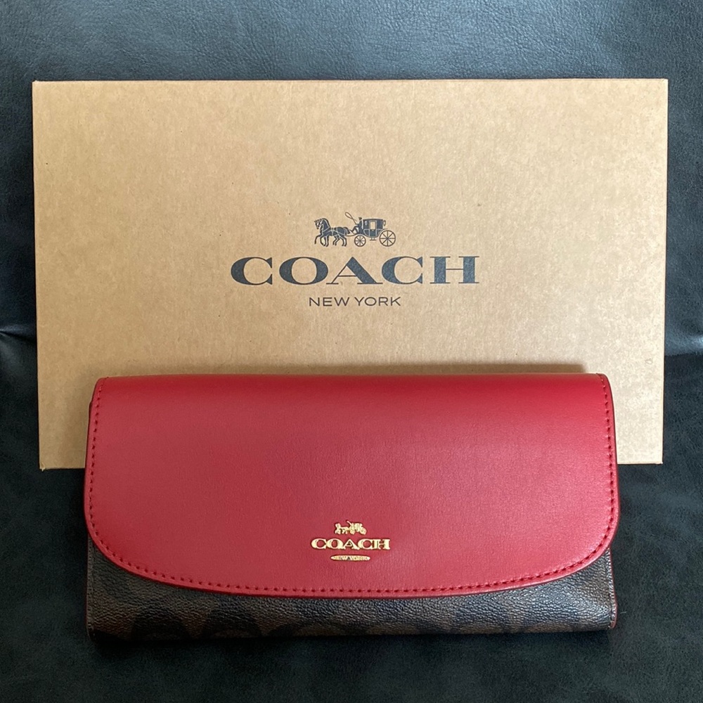 Coach Long Wallet (Brown | True Red)